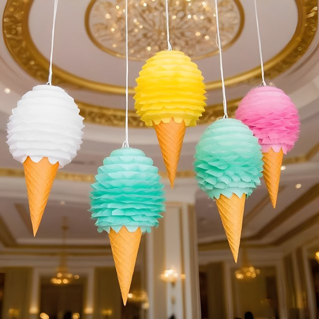 YTYIN Wabenpapier Kugeln in Macaron-Farben als hängende Dekoration für Geburtstag und Eröffnungsfeier, Multicolor und Grün - Bild 1