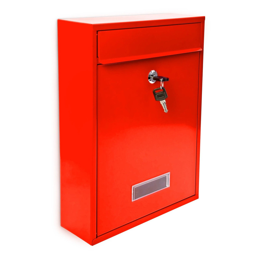 Relaxdays Briefkasten aus Metall in Rot, abschließbar und wandmontiert, B/H/T: 35 x 26,5 x 8,5 cm - Bild 2