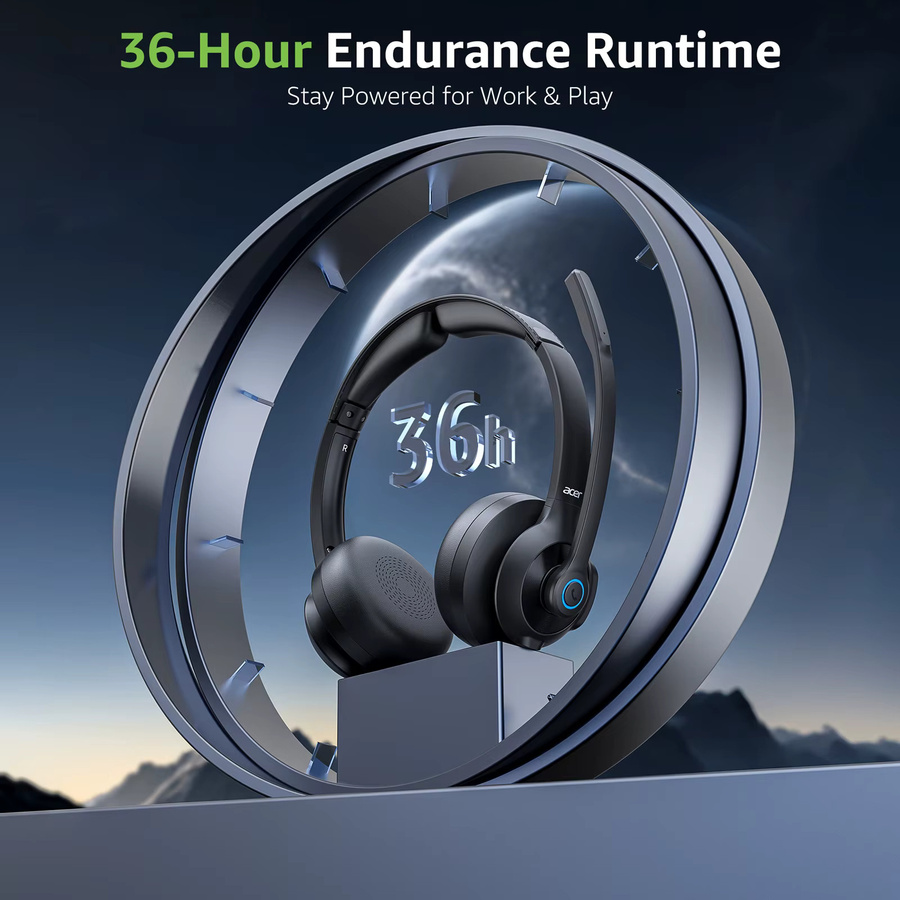 Acer HB02 Kabelloses Dual-Mode-Headset mit Bluetooth 5.3 und 2,4G USB-Dongle, ENC Mikrofon für kristallklare Anrufe, Schwarz - Bild 4