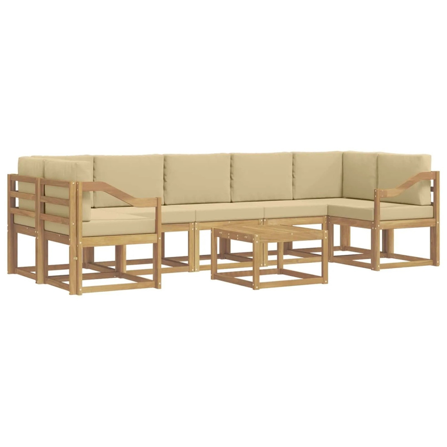 vidaXL Outdoor-Sofagarnitur 6-teilig aus Akazienholz mit Polstern in Braun, Beige und Weiß - Bild 2