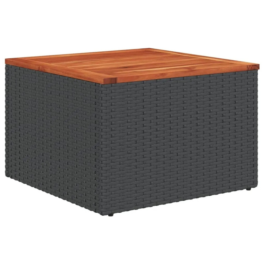 vidaXL Gartentisch aus PE-Rattan und Akazienholz in Schwarz und Braun, B/T/H: 55 x 55 x 37 cm - Bild 2