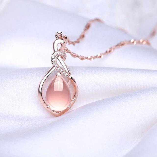 Halskette Anhänger 14K Roségold, Kristall, Damen - Bild 1