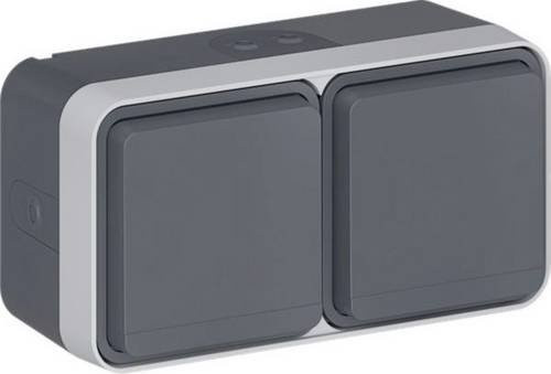 Hager Schutzkontakt-Aufputzsteckdose Grau IP55 WNC126 - Bild 1