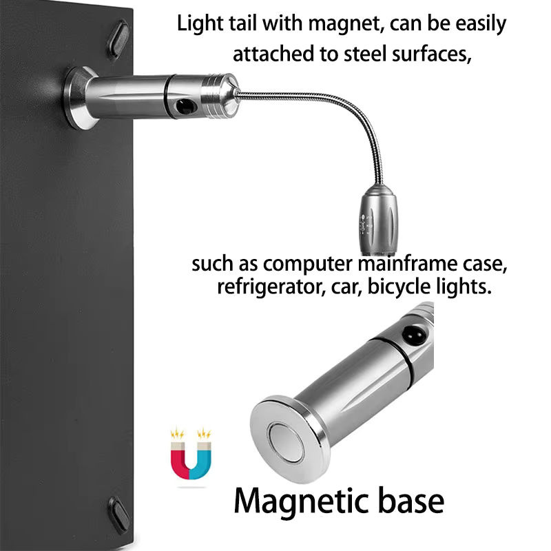 ESMARTER LED-Taschenlampe in Schwarz mit magnetischem Sockel, zoombar und verstellbar für Camping und Außenbereich - Bild 3
