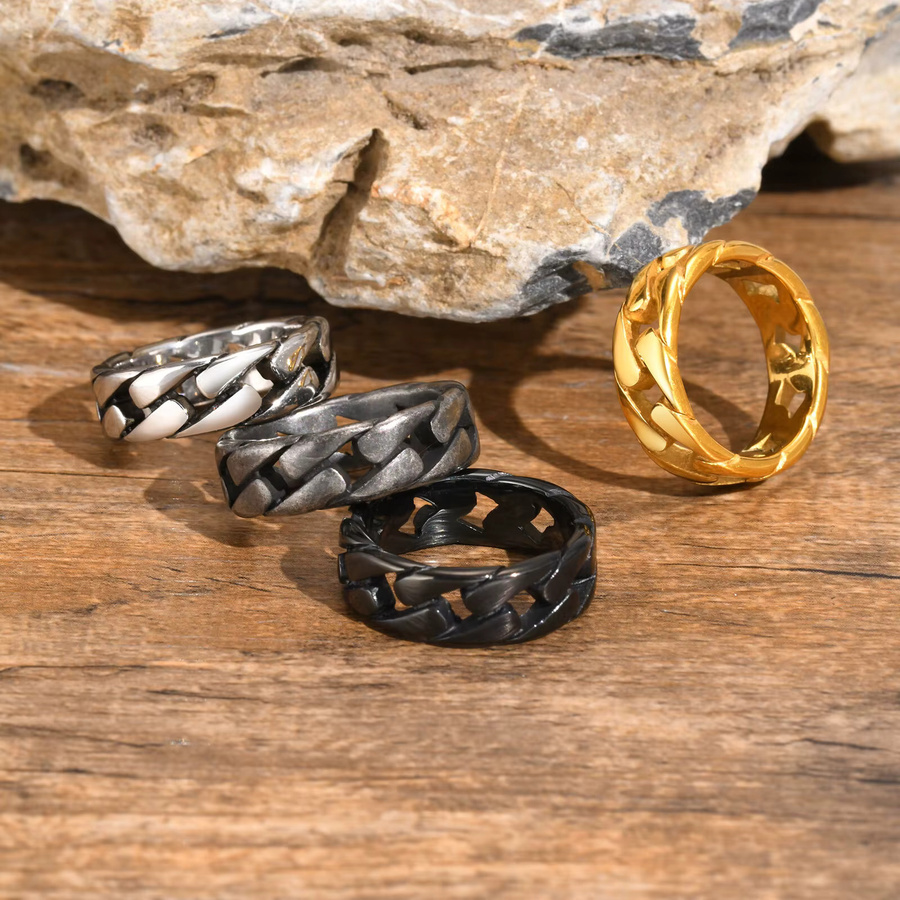 Vnox Ring, Edelstahl, Vintage, Schwarz, Herren - Bild 3