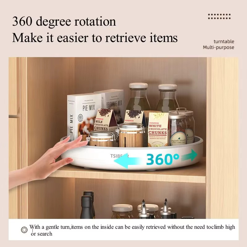 Untior Multifunktionaler 360 Grad Drehbarer Küchenorganizer aus Kunststoff für Gewürze, Öle und Obst in Schwarz oder Weiß - Bild 4