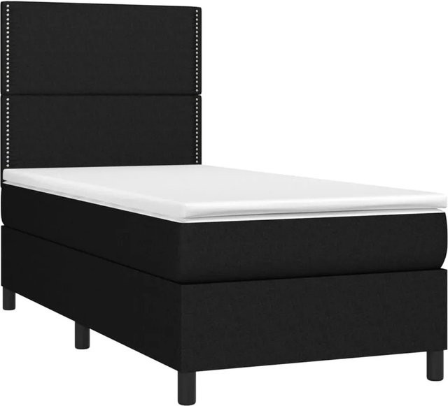vidaXL Boxspringbett Hybrid mit Matratze und Taschenfedern, Schwarz, B/T: 90 x 200 cm - Bild 1