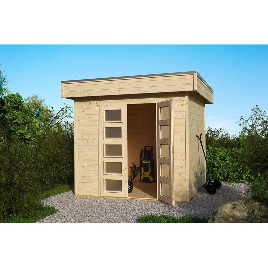 Skan Holz Gartenhaus Venlo Flachdach Natur Unbehandelt B/H/T: 290 x 255 x 250 cm - Bild 2