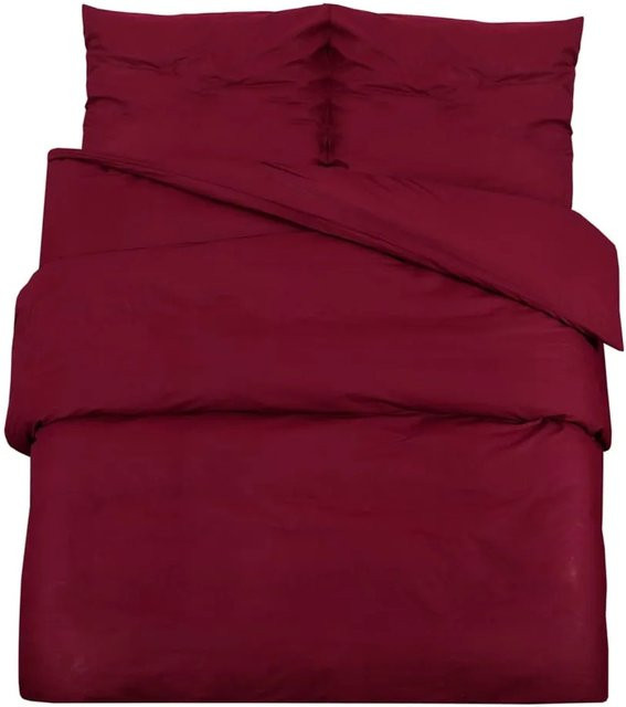 vidaXL Bettwäsche-Set aus Mikrofaser in Rot, bestehend aus 1 x Deckenbezug und 2 x Kissenbezug, B/T: 260 x 240 cm, Kissenbezüge: 65 x 65 cm - Bild 1