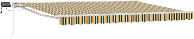 vidaXL Manueller Markisenrahmen mit LED-Beleuchtung aus Aluminium und Polyester, B: 4,5 m, T: 3,0 m - Bild 1