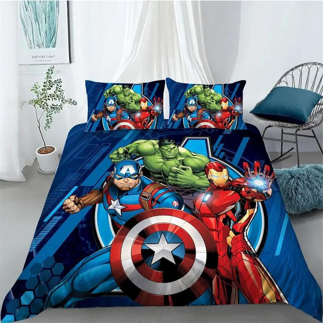 Flylo Hulk Anime Held Bettwäsche-Set für Kinder, 2-teilig, wendbar, Blau, B/H: 90 x 200 cm, Kissenbezug: 50 x 70 cm - Bild 1