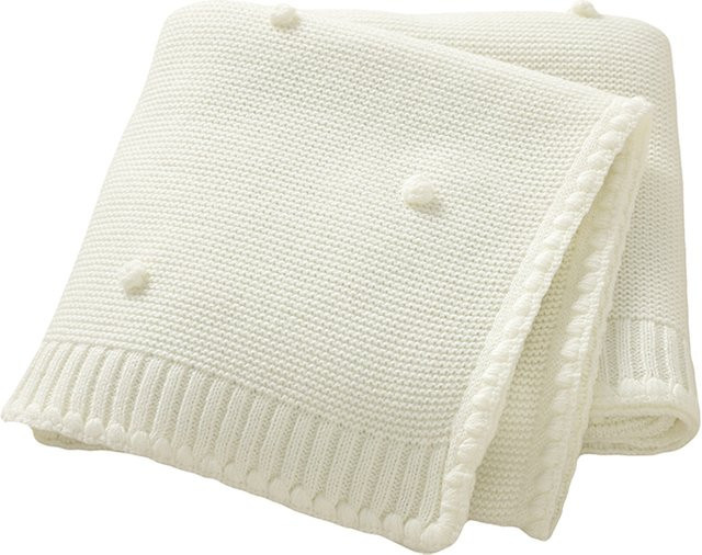 Handgehäkelte Babydecke von mimixiong in Weiß, gestrickte Steppdecke für Neugeborene und Kleinkinder, B/B/H: 90 x 70 cm - Bild 1