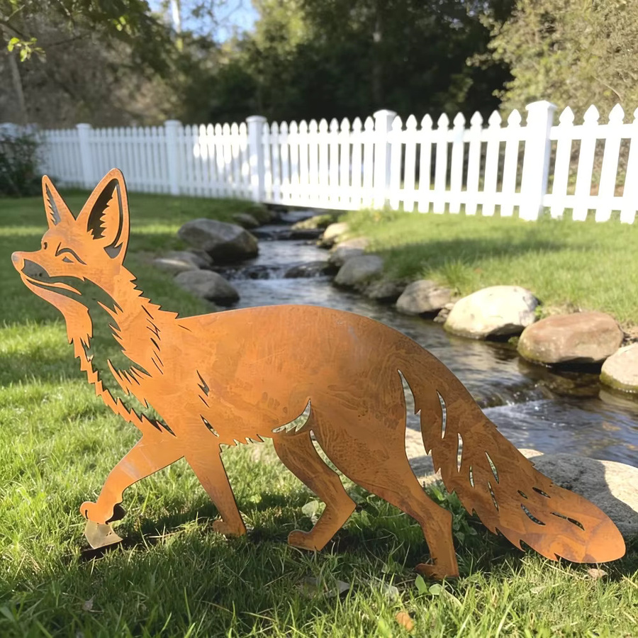 Rustikaler Metall-Fuchs Gartenstecker als Vintage Gartendekoration für deinen Außenbereich - Bild 3