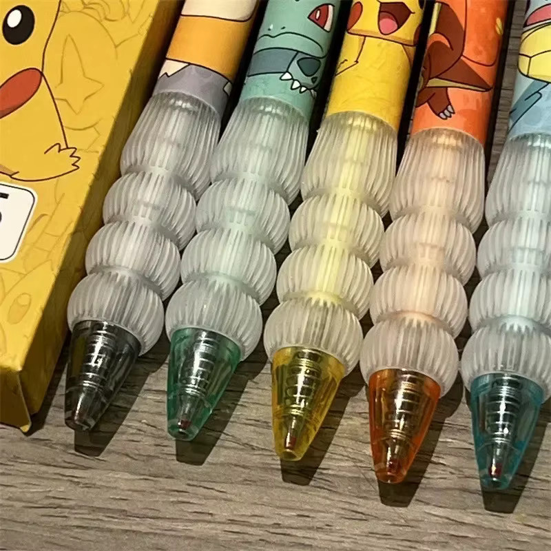 Bandai Pokémon Gelstifte Set mit schwarzer Tinte, 10 Stück, bunte Motiv-Klickstifte für Schule und Lernen - Bild 3