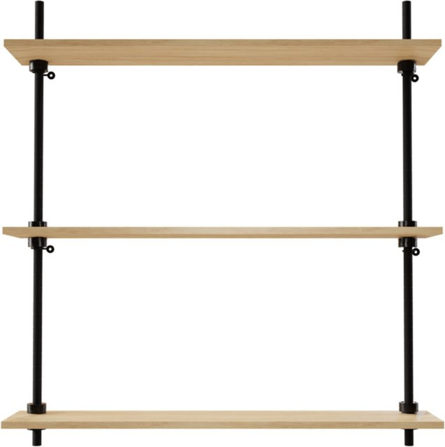 AR Shelving Wandregal DECO in Eiche und Schwarz mit verstellbaren Regalböden, B/H/T: 92,5 x 85 x 17,5 cm - Bild 1