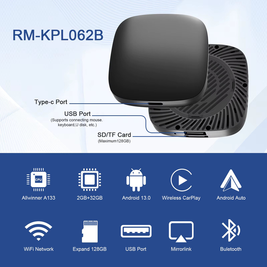 LEXXSON 3-in-1 Android 13 CarPlay AI Box mit Quad-Core Prozessor, 4G SIM-Karte Unterstützung, YouTube und Netflix in Schwarz - Bild 5