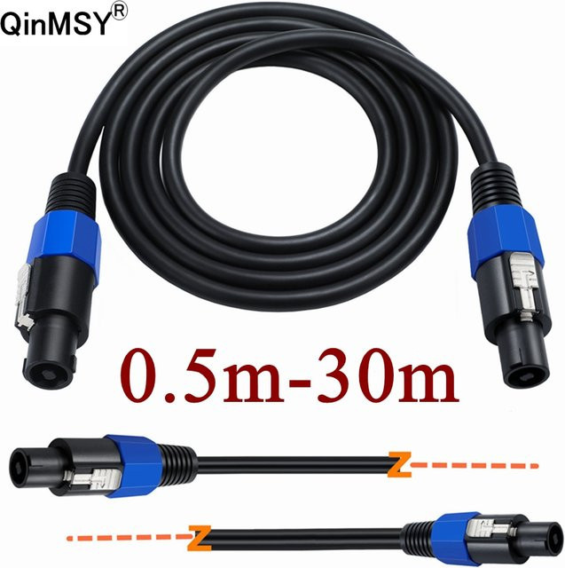 QinMSY Speakon-zu-Speakon Audiokabel in Schwarz für DJ-Lautsprecher mit Drehverschluss - Bild 1
