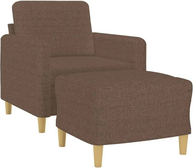 vidaXL Sessel mit Hocker in Braun aus Stoff und Schaumstoff mit Armlehnen - Bild 1