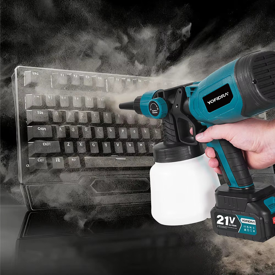 YOFIDRA Elektrische Spritzpistole Kabellose Farbspritzpistole mit 1000 ml Volumen und 66000 RPM für Makita Akku - Bild 6