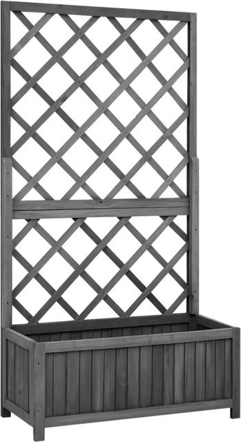DELUKE Rankkasten Gartenspalier MALO aus massivem Tannenholz mit Blumenkasten und Rankgitter in Schwarz, H x B x T: 135 x 70 x 30 cm - Bild 1