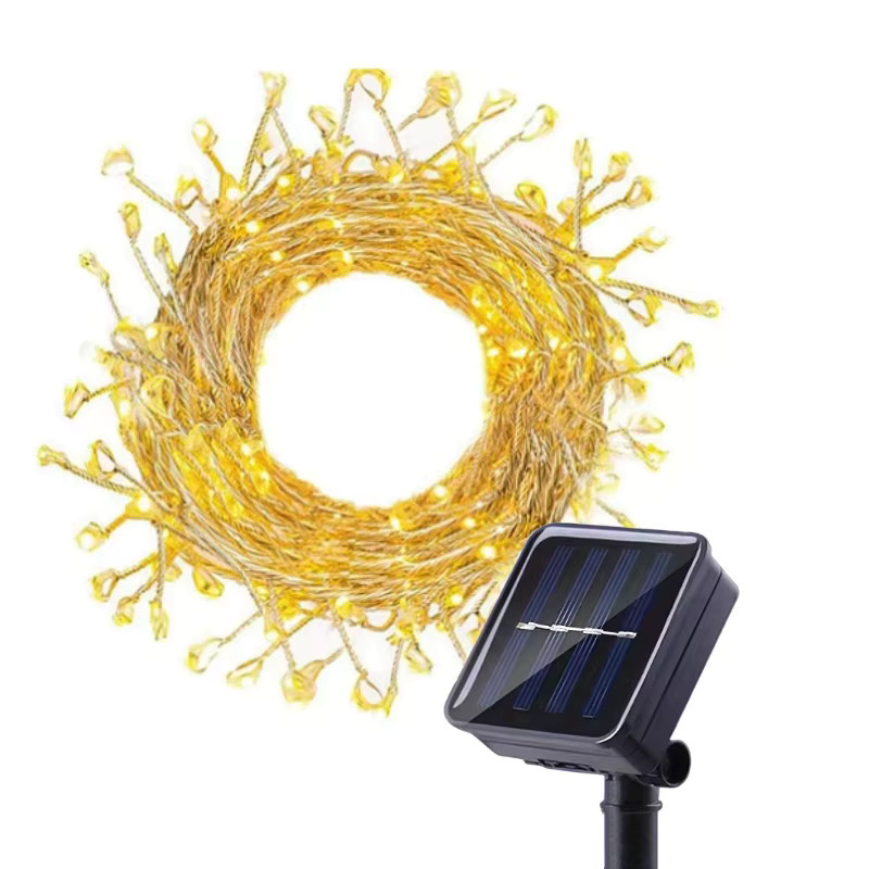 IEEYEEY LED Solar-Feuerwerkslichterkette aus Kupfer für Garten und Außenbereich, wasserdichte Gartengirlande als Feenlicht für Hochzeit, Party und Weihnachten - Bild 5
