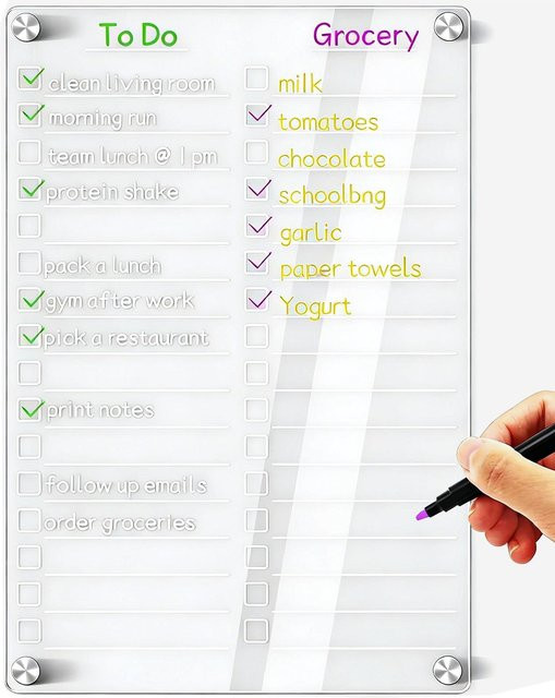 Transparentes magnetisches Whiteboard zur Aufgabenplanung und als Memoboard für den Kühlschrank oder die Wand - Bild 1