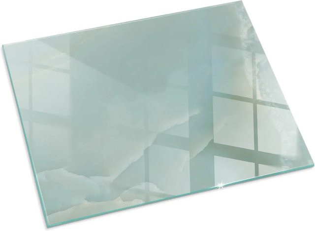 Tulup Glasplatte für Kamin in Türkis mit Marmormuster, B/T: 80 x 60 cm - Bild 1