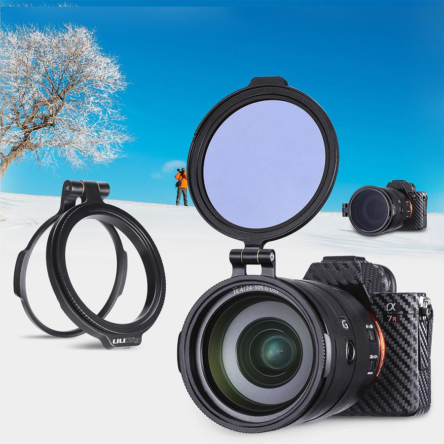 UURIG R-82 Schnellfiltersystem für Kameraobjektive mit ND-Filter und Metall-Adapterring, kompatibel mit Canon 58mm, Schwarz - Bild 4