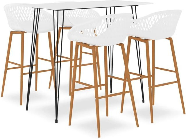 vidaXL 5-tlg. Bar-Set Modell 11 in Weiß mit Tisch und Stühlen für Bars, Pubs und Restaurants - Bild 1