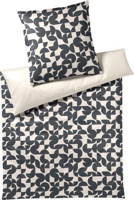 Bettwäsche STUDIO GRAPHIC aus Mako-Satin in Anthrazit, Grau und Schwarz, B/H: 155 x 220 cm mit Kissenbezug 80 x 80 cm - Bild 1