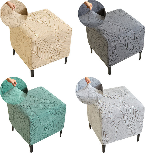 WANERQU Jacquard Ottoman-Hockerbezug für quadratische Fußhocker, elastische und staubdichte Pouf-Hülle in modernem Design - Bild 1