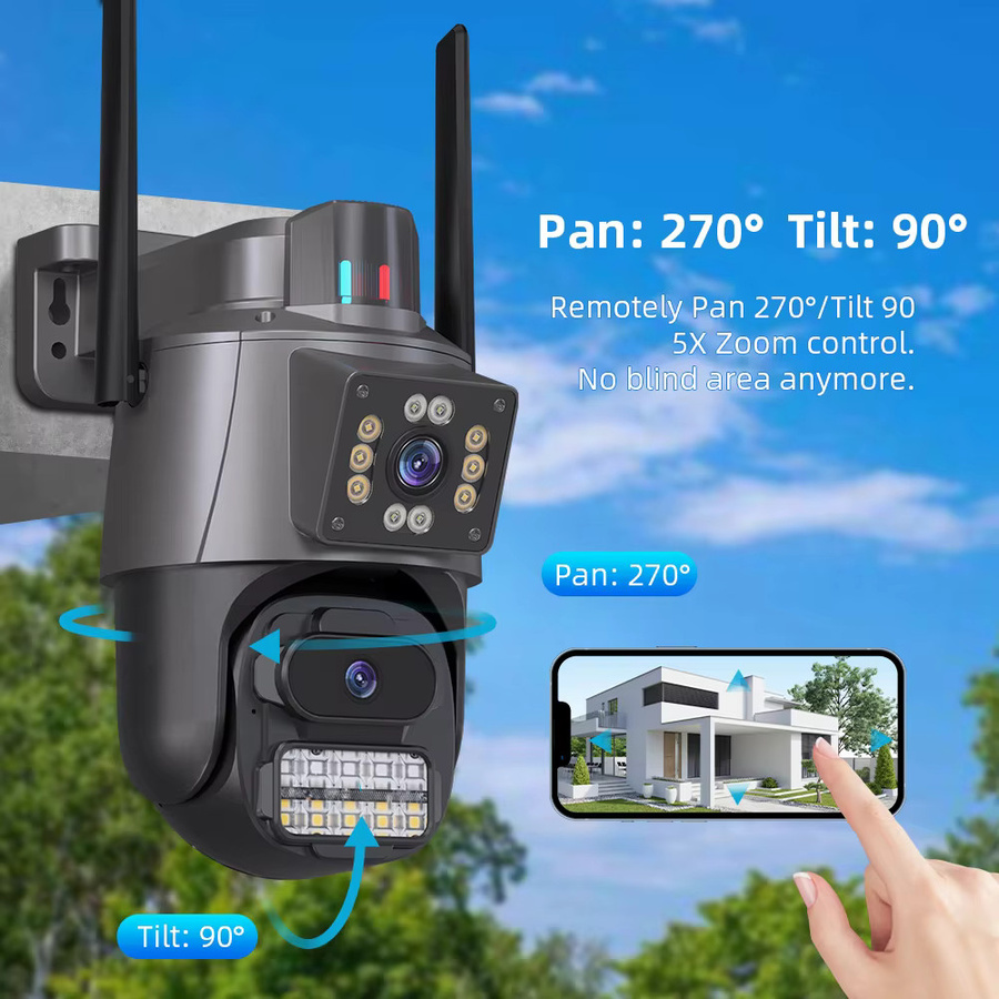 DDBROUGEN 8MP PTZ WiFi Überwachungskamera mit Dual Screen, Farbe Nachtsicht, Outdoor IP CCTV Kamera mit ICSEE App, Schwarz - Bild 2