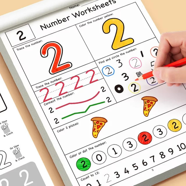Illustriertes Mathe-Arbeitsbuch von Art Farmer für interaktives Vorschullernen mit Zahlenverfolgung 0–12, 32 Seiten, Mehrfarbig - Bild 1
