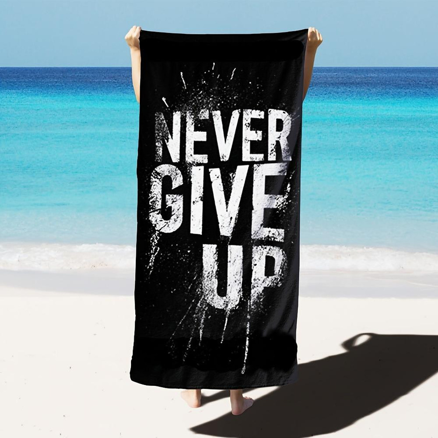 Ka Chen Muxi Strandtuch Schwarz Weiß mit Motivationsschreiben Aufdruck Schnelltrocknend B: 30 cm, H: 60 cm - Bild 2