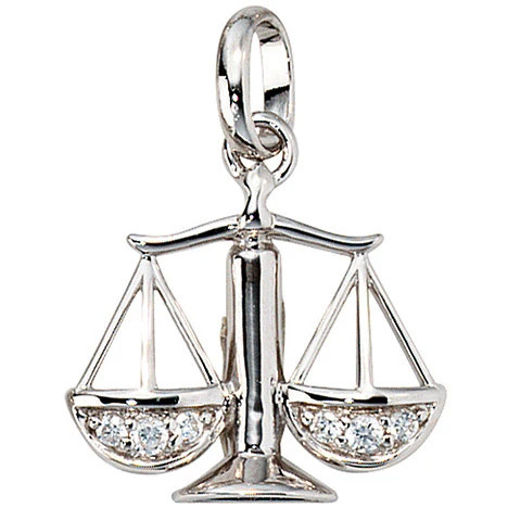 Colfem Anhänger Sternzeichen Waage, 925 Silber, Zirkonia, Unisex - Bild 1
