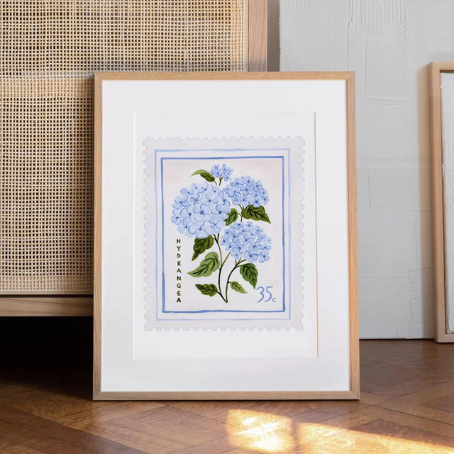 Blauer Hortensien-Poster im botanischen Design für deine Küchen-Wandkunst - Bild 1