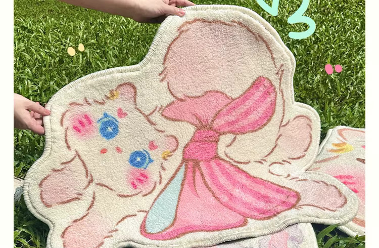 VIKAMA Katzenförmiger Teppich in unregelmäßiger Form, rutschfeste Bodenmatte für Kinderzimmer und Schlafzimmer - Bild 2