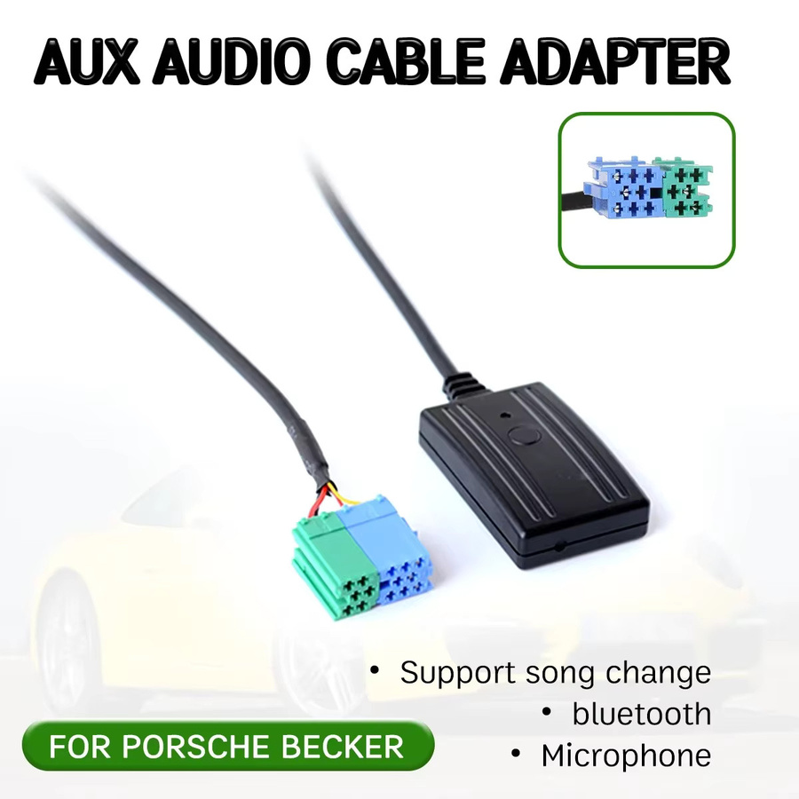 Becker Bluetooth AUX-Adapter für Porsche Mexico Traffic Pro, kabelloses HiFi-AUX-Modul mit Freisprecheinrichtung, Schwarz - Bild 2