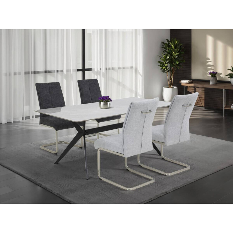 4er-Set Schwingstühle Hela in Anthrazit aus Microfaser-Webstoff und Metall, B/H/T: 50 x 99 x 66 cm - Bild 3