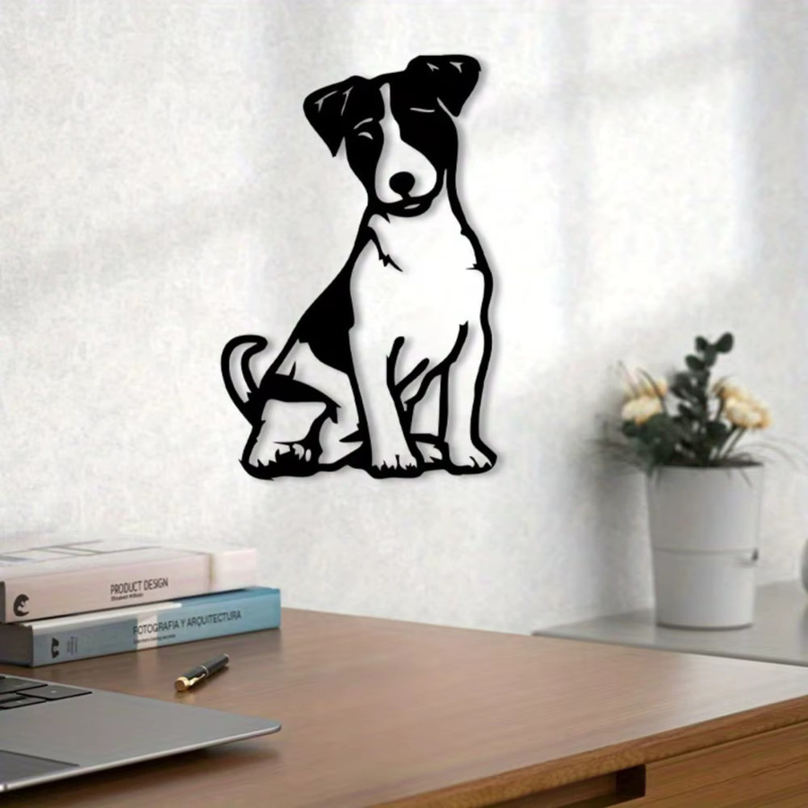CIFBUY Vintage Jack Russell Terrier Wandkunst aus Metall in Schwarz - Bild 4
