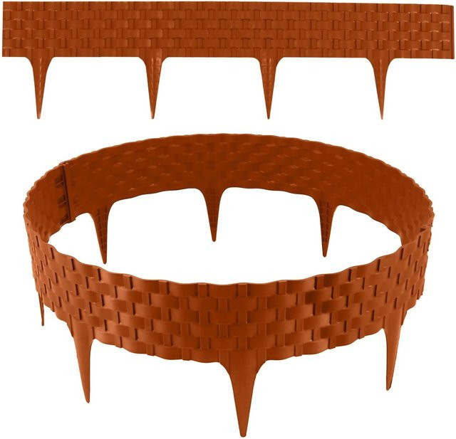 Aquagart Rasenkante Rattanoptik in Terracotta aus Kunststoff, 4 Module mit B: 80 cm - Bild 1