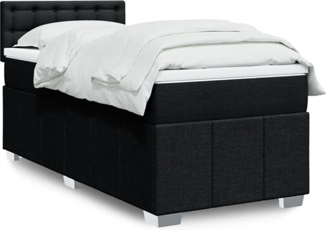 vidaxl Boxspringbett mit Matratze in Schwarz aus Stoff und Holzwerkstoff B/T/H: 100 x 200 x 100,5 cm - Bild 1