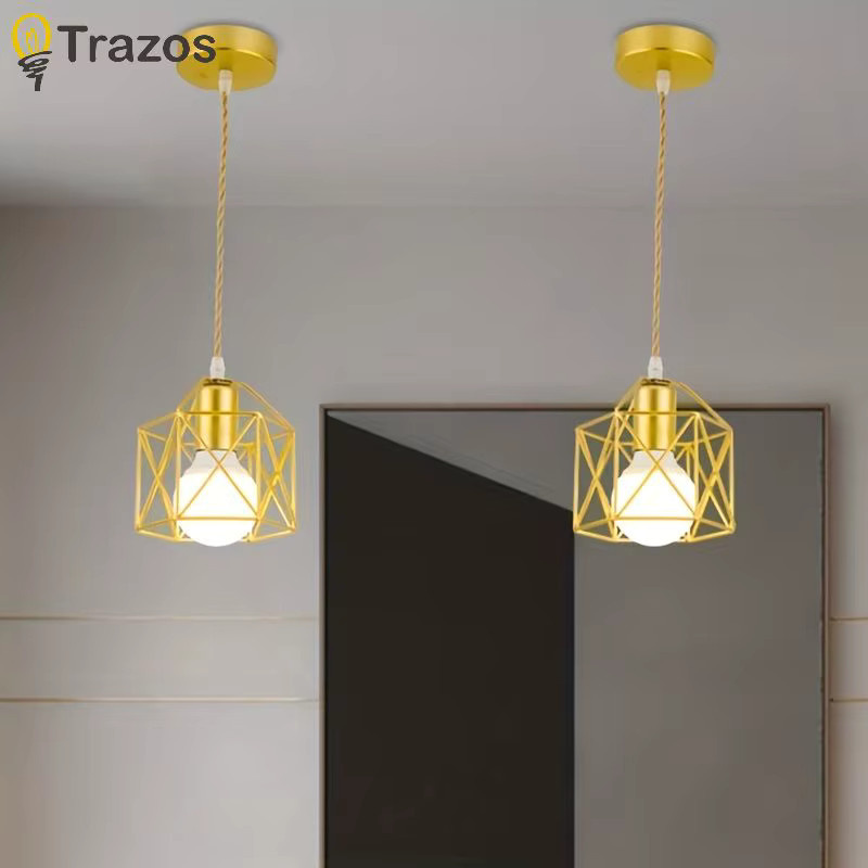 TRAZOS Kronleuchter im industriellen Loft-Design aus Metall für Treppen und Flure in Schwarz oder Gold/Messing - Bild 2