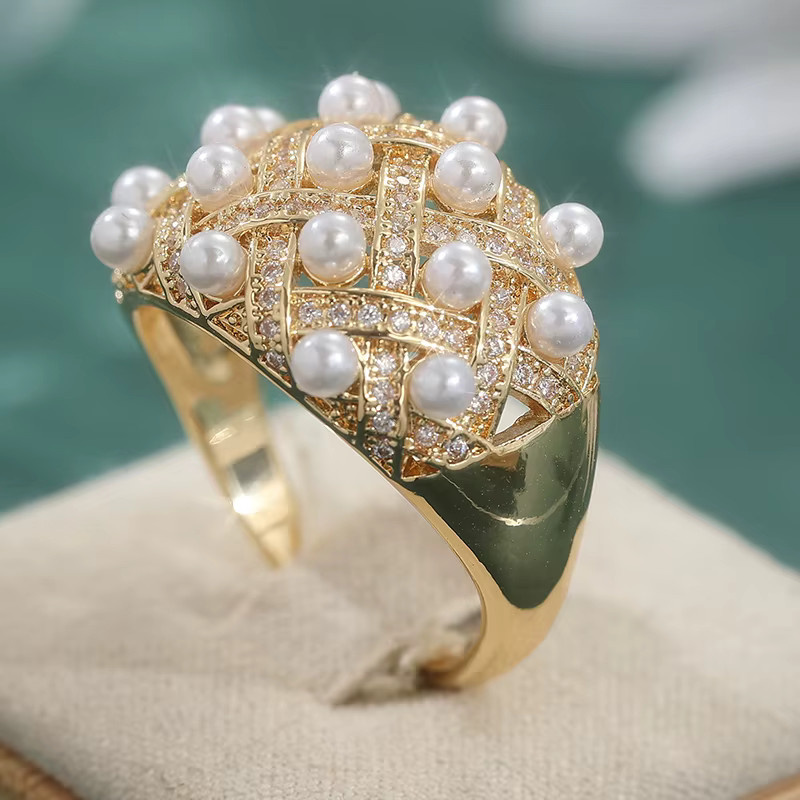 YoYo Ring, Kupfer, Gold, Perle, Damen, Vintage - Bild 3
