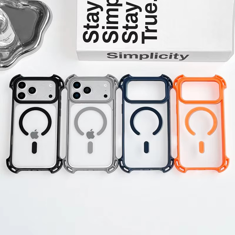 EHUIDE Magnetische Hülle für iPhone 17 16 Pro Max 15 14 Plus 13, MagSafe kompatibel, matt und transparent, stoßfest mit UAV-Abdeckung, Orange - Bild 3