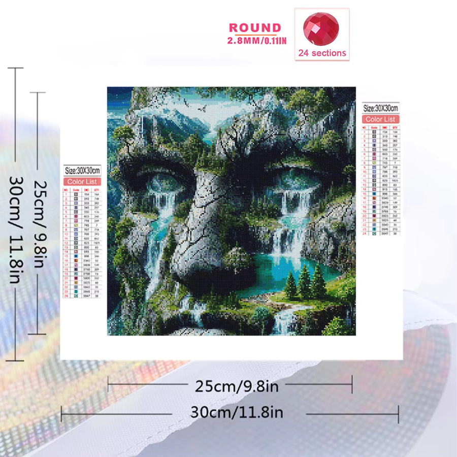 Evershine DIY Diamant-Gemälde Wasserfall und Berglandschaft als Mosaik-Wandkunst in Multicolour, B/H: 20 x 20 cm - Bild 2