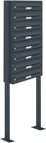 AL Briefkasten-System für 8 Parteien, freistehend, grau, B/H/T: 46,5 x 170 x 27,5 cm - Bild 1