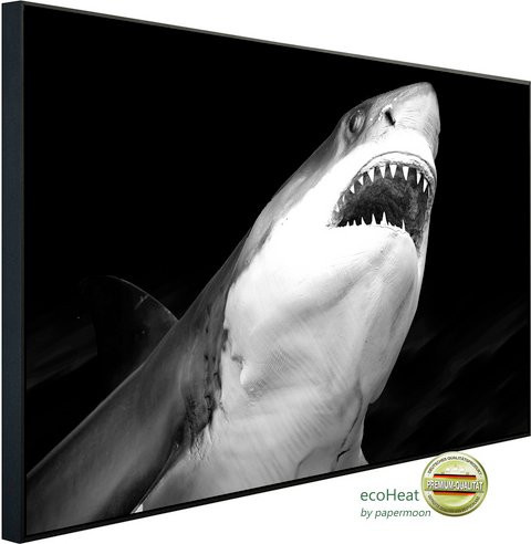 papermoon EcoHeat Infrarotheizung Haifisch Schwarz Weiss Matt-Effekt mit App-Steuerung und Überhitzungsschutz - Bild 1