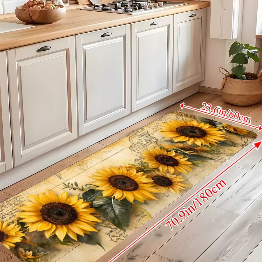 VIKAMA Küchenmatte mit Blumen und Pflanzen im Herbst-Sonnenblumen-Design für Innen und Außen - Bild 2