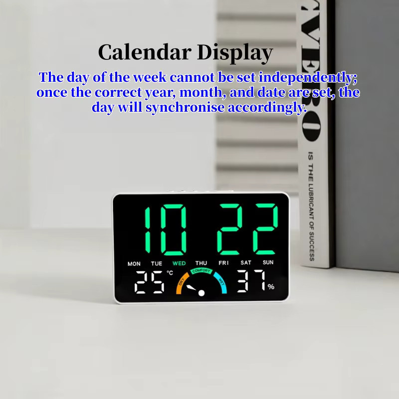 NieNie Digitaler Wecker mit Temperatur- und Luftfeuchtigkeitsanzeige, LED-Tischuhr und Wanduhr mit Dual-Alarm, Snooze-Funktion und dimmbarer Anzeige - Bild 4